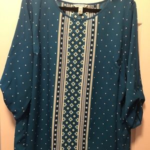 Blue/Teal thin pattern blouse